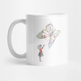 Girl and Butterfly Playful Colorful Artwork Mug